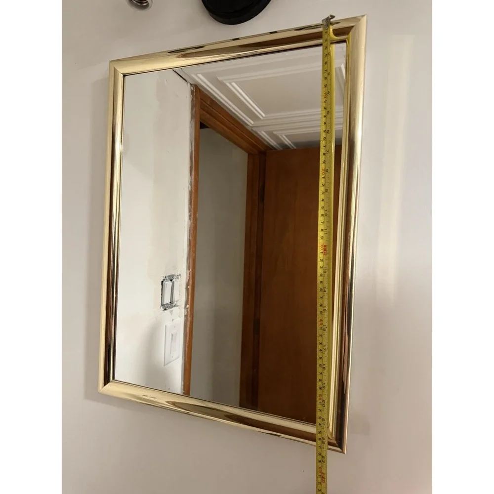 Retro MCM Vintage Style Gold Framed Bathroom Medicine Cabinet Mirror White 16x22